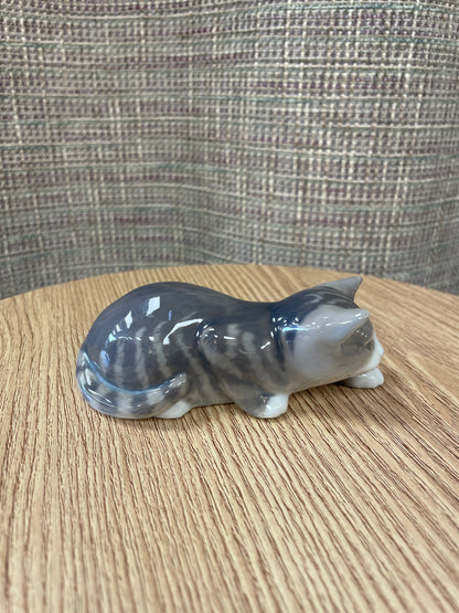Royal Copenhagen Grey Cat in Stalking Pose Ornament Style Number 306