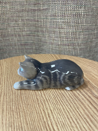 Royal Copenhagen Grey Cat in Stalking Pose Ornament Style Number 306