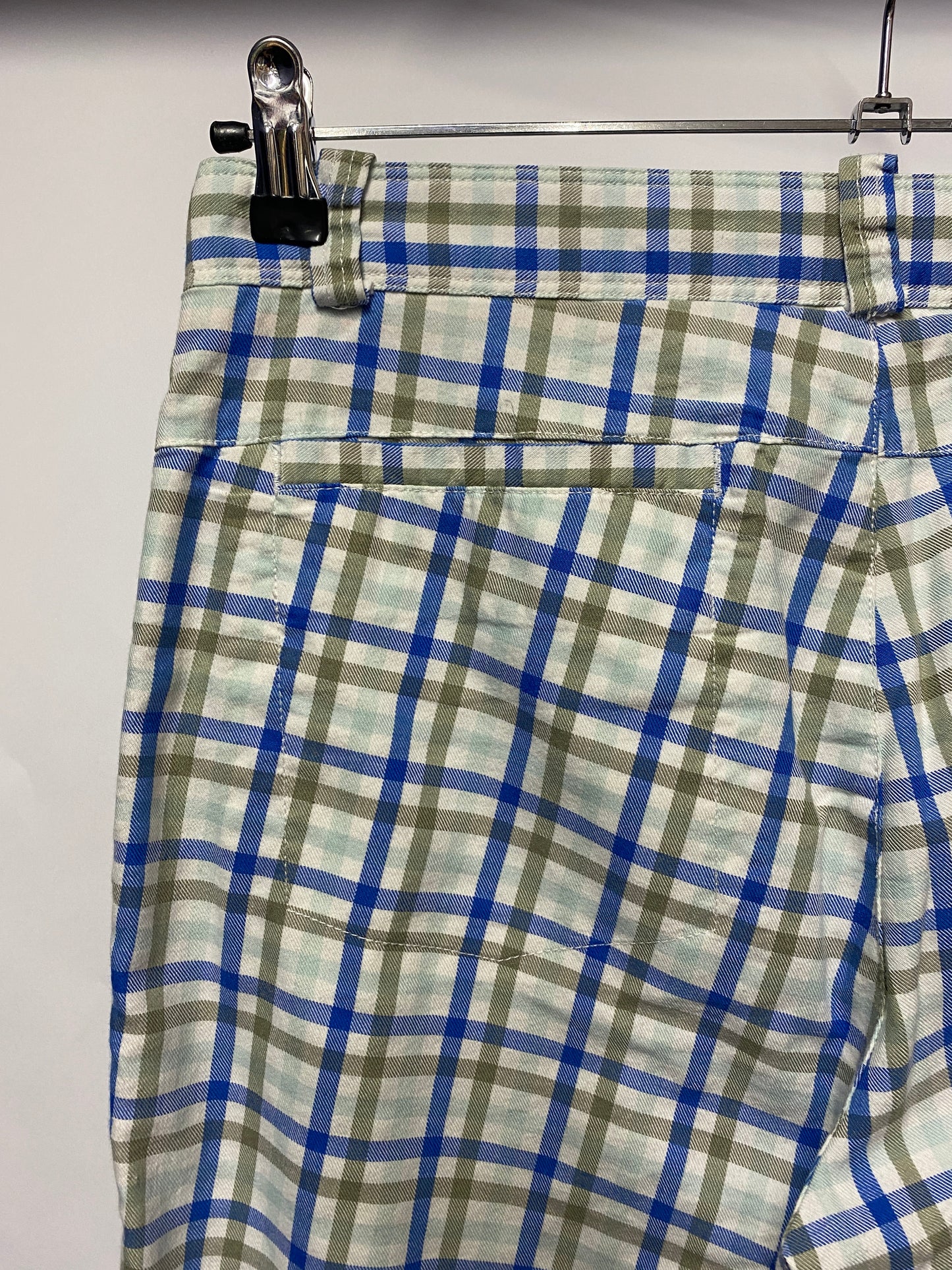 Nike Golf Sport Blue Cotton Plaid Trousers 32x34