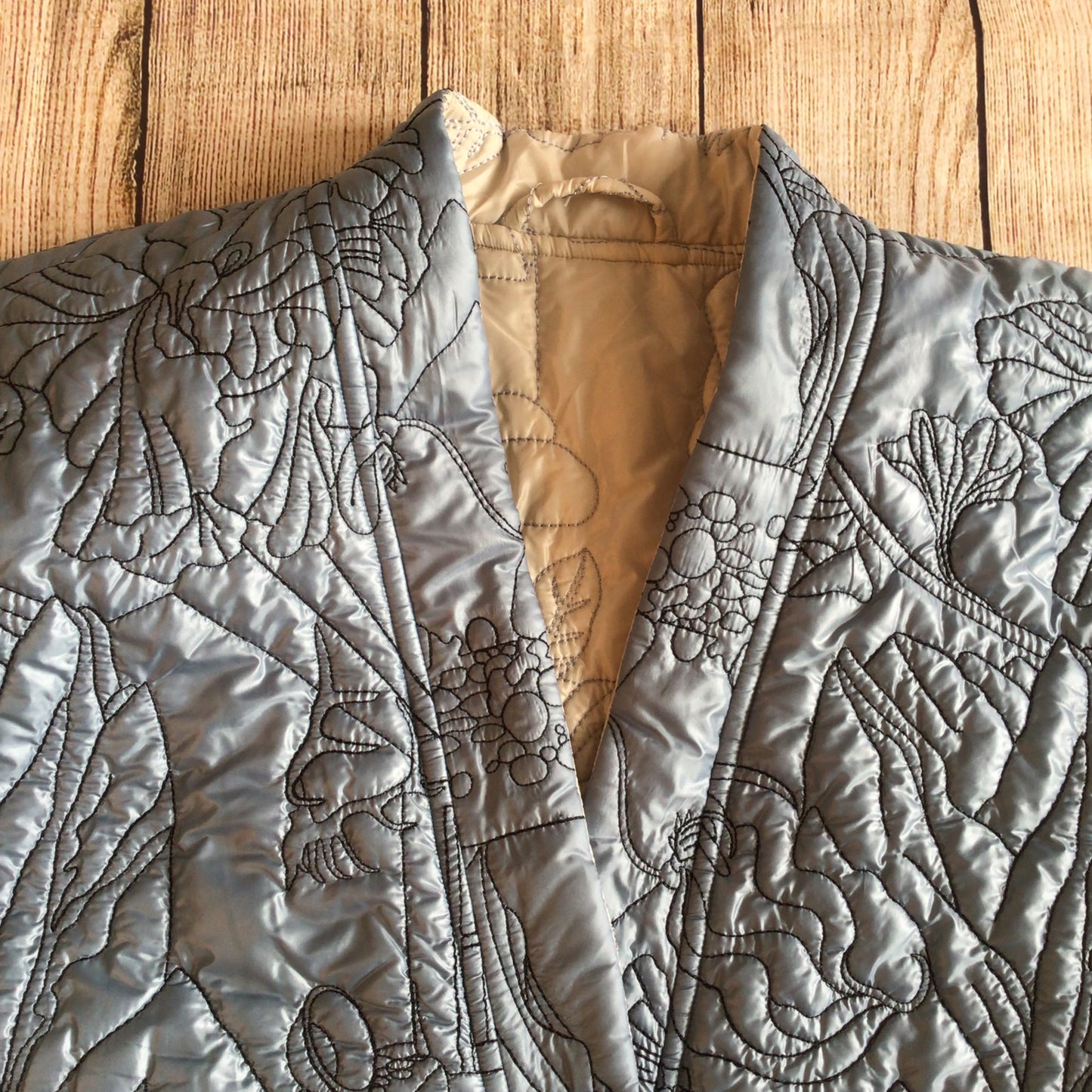 Munthe Blue Cream Emu Embroidered Reversible Padded Jacket Size 40