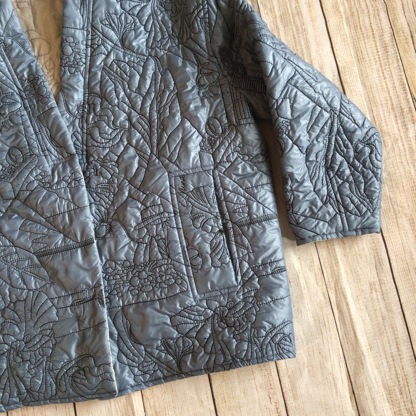 Munthe Blue Cream Emu Embroidered Reversible Padded Jacket Size 40