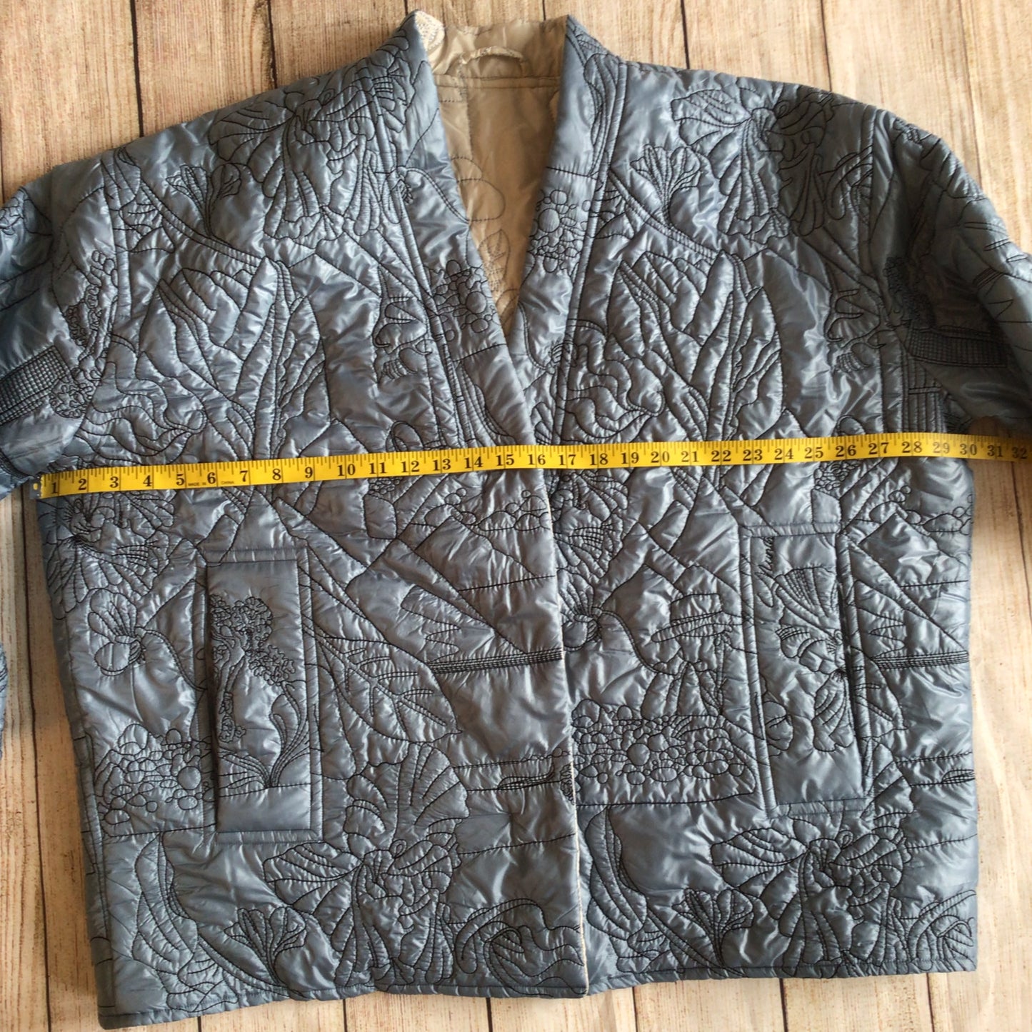 Munthe Blue Cream Emu Embroidered Reversible Padded Jacket Size 40