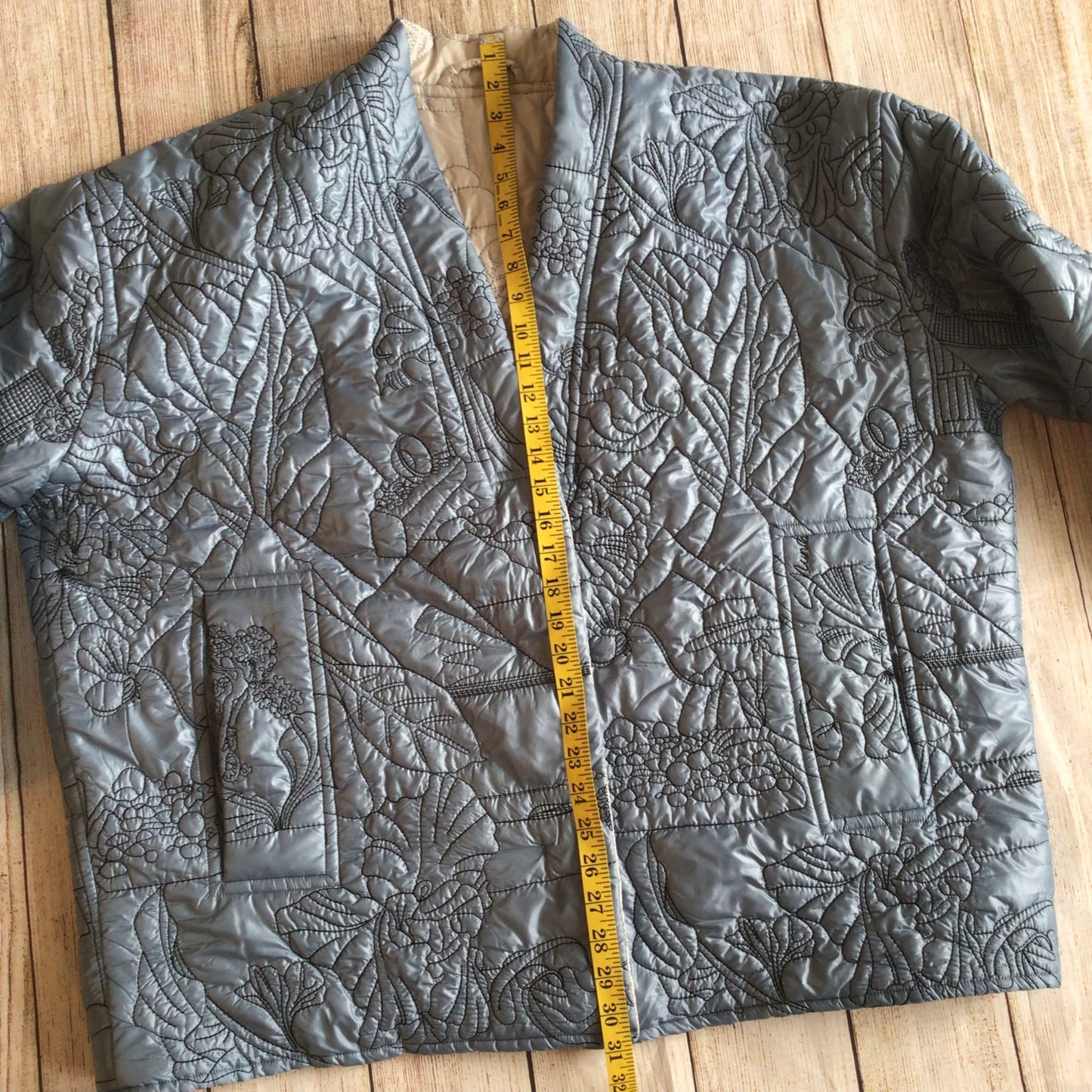 Munthe Blue Cream Emu Embroidered Reversible Padded Jacket Size 40
