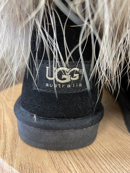 Ugg Australia Black with Faux Fur Classic Ugg Boots UK 8.5