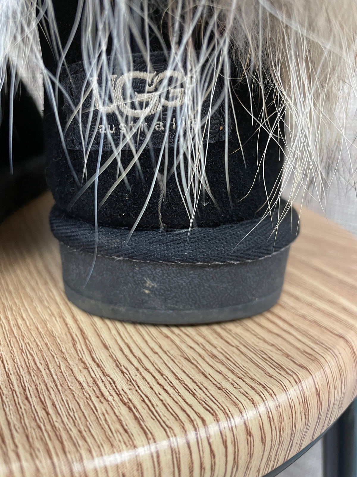 Ugg Australia Black with Faux Fur Classic Ugg Boots UK 8.5