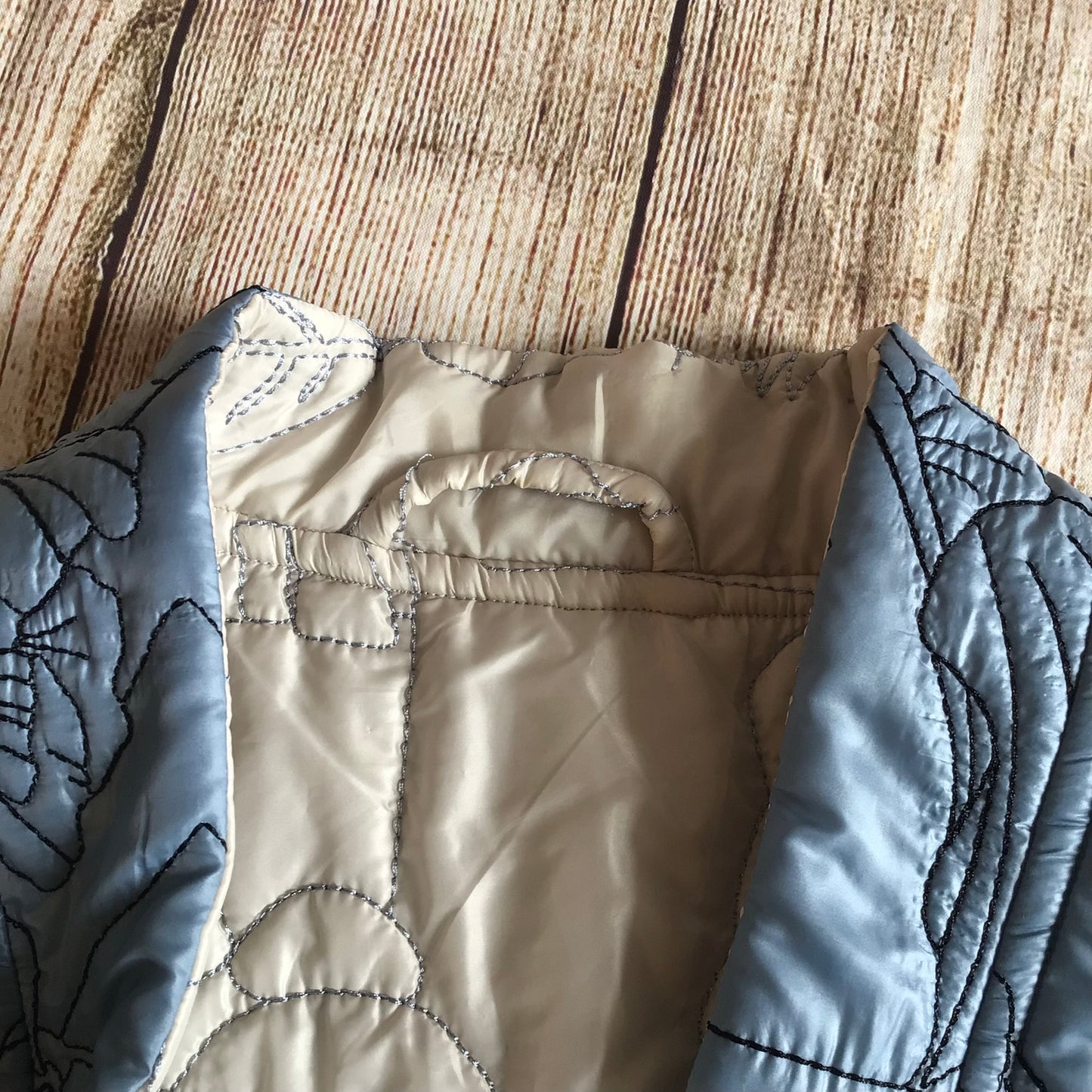 Munthe Blue Cream Emu Embroidered Reversible Padded Jacket Size 40