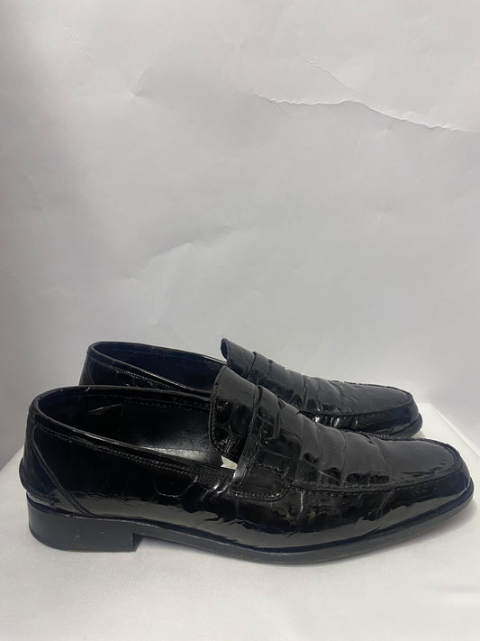 Russel and Bromley Black Croc Patent Leather Slip On Loafer 9.5/44