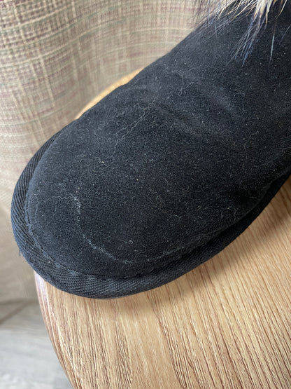 Ugg Australia Black with Faux Fur Classic Ugg Boots UK 8.5