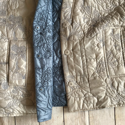 Munthe Blue Cream Emu Embroidered Reversible Padded Jacket Size 40