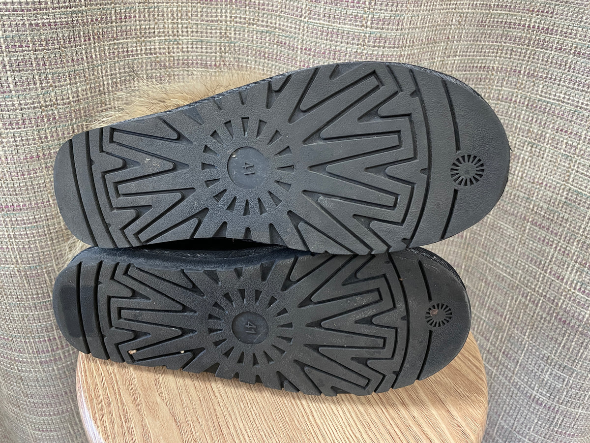 Ugg Australia Black with Faux Fur Classic Ugg Boots UK 8.5