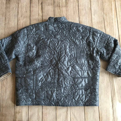 Munthe Blue Cream Emu Embroidered Reversible Padded Jacket Size 40