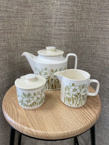 Hornsea Vintage Fleur Teapot, Milk Jug & Sugar Bowl Set