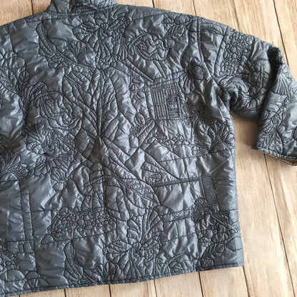 Munthe Blue Cream Emu Embroidered Reversible Padded Jacket Size 40