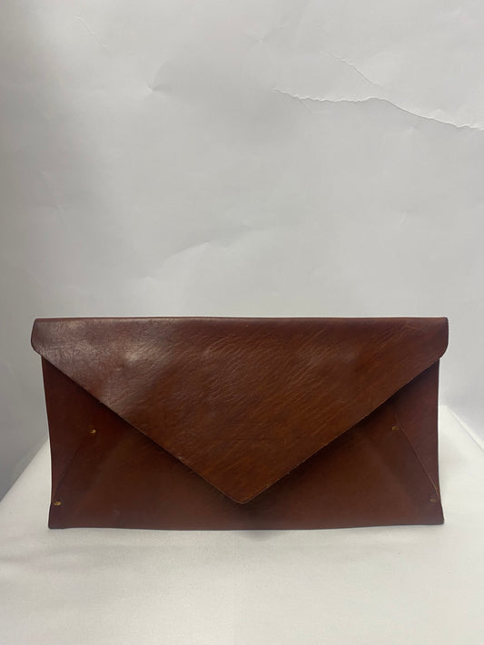 Forte_Forte Brown Leather Envelope Clutch