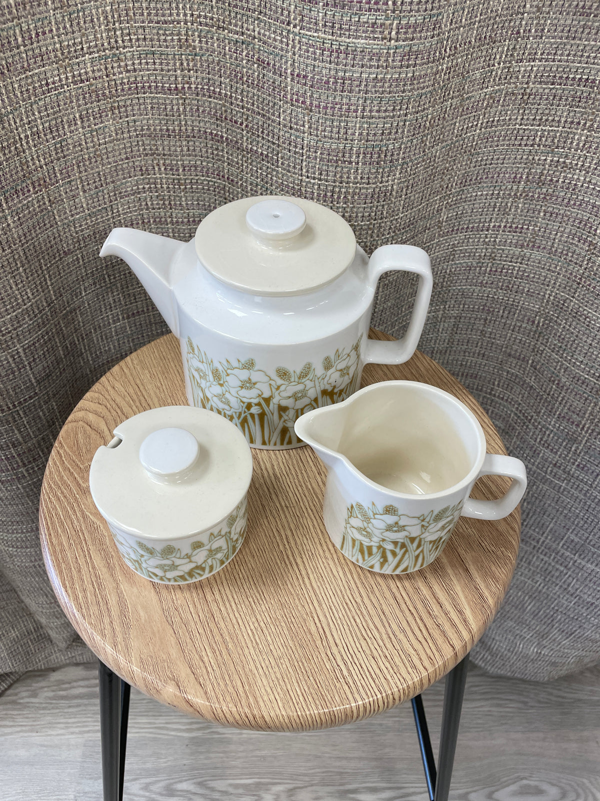 Hornsea Vintage Fleur Teapot, Milk Jug & Sugar Bowl Set