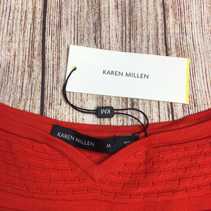 BNWT Karen Millen Red Sweetheart Neck Knitted Top Size M