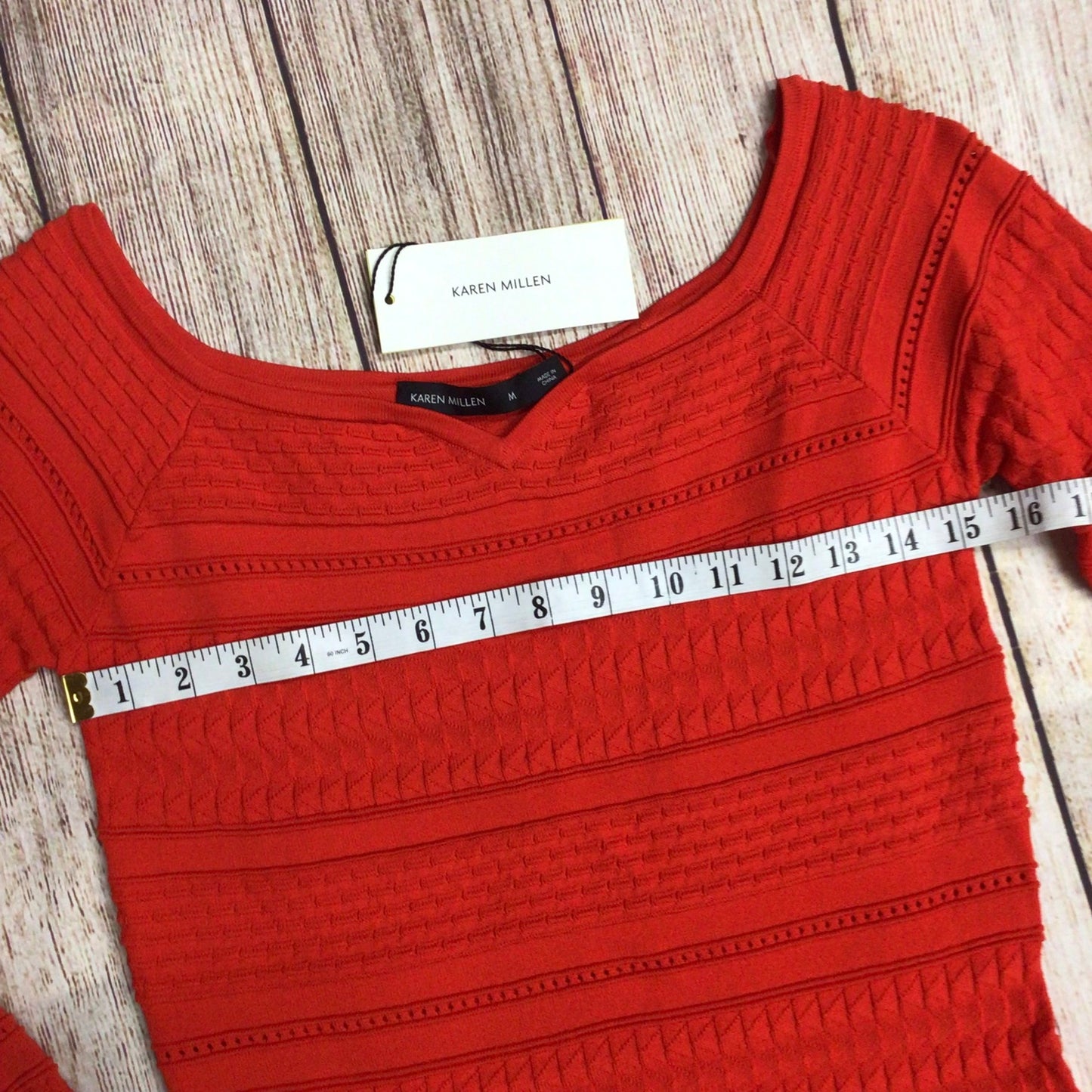 BNWT Karen Millen Red Sweetheart Neck Knitted Top Size M