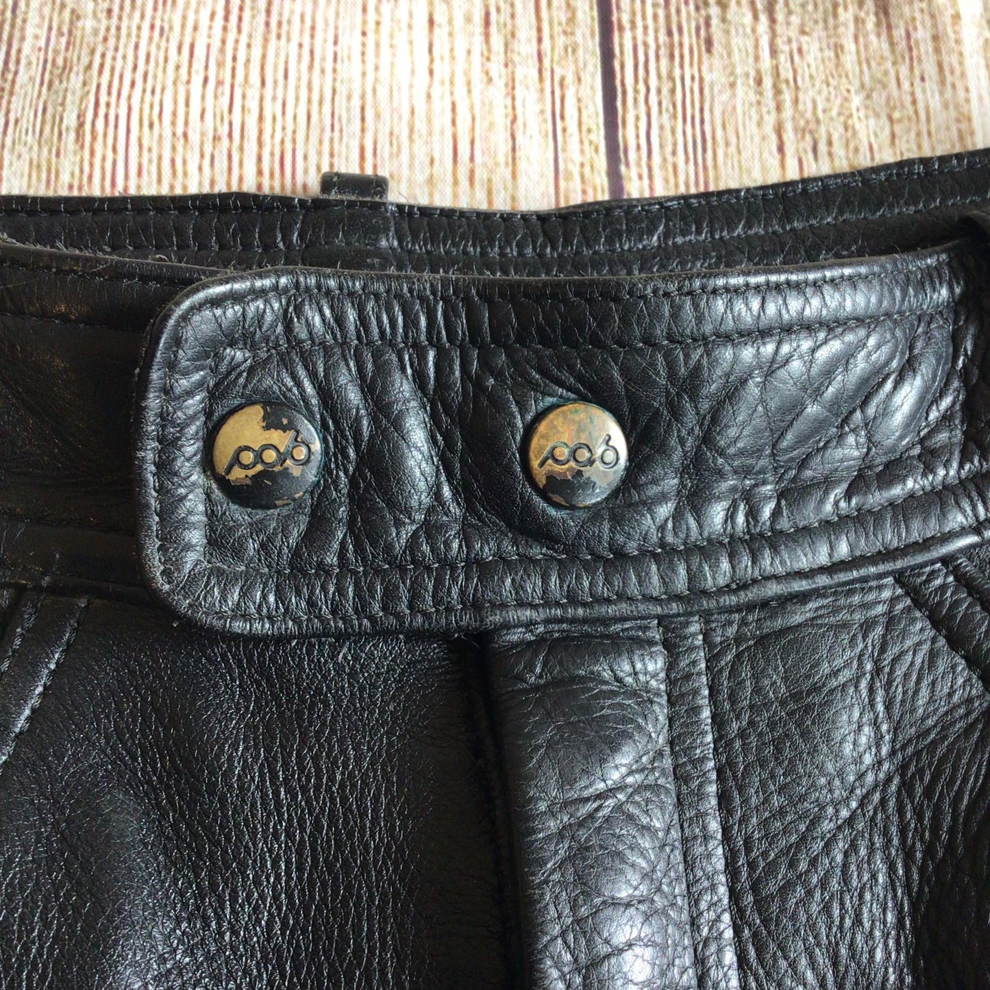 Vintage Polo Black Leather Biker Trousers Size 36 (W30)