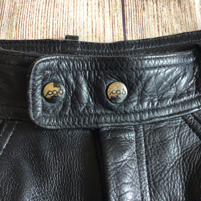 Vintage Polo Black Leather Biker Trousers Size 36 (W30)