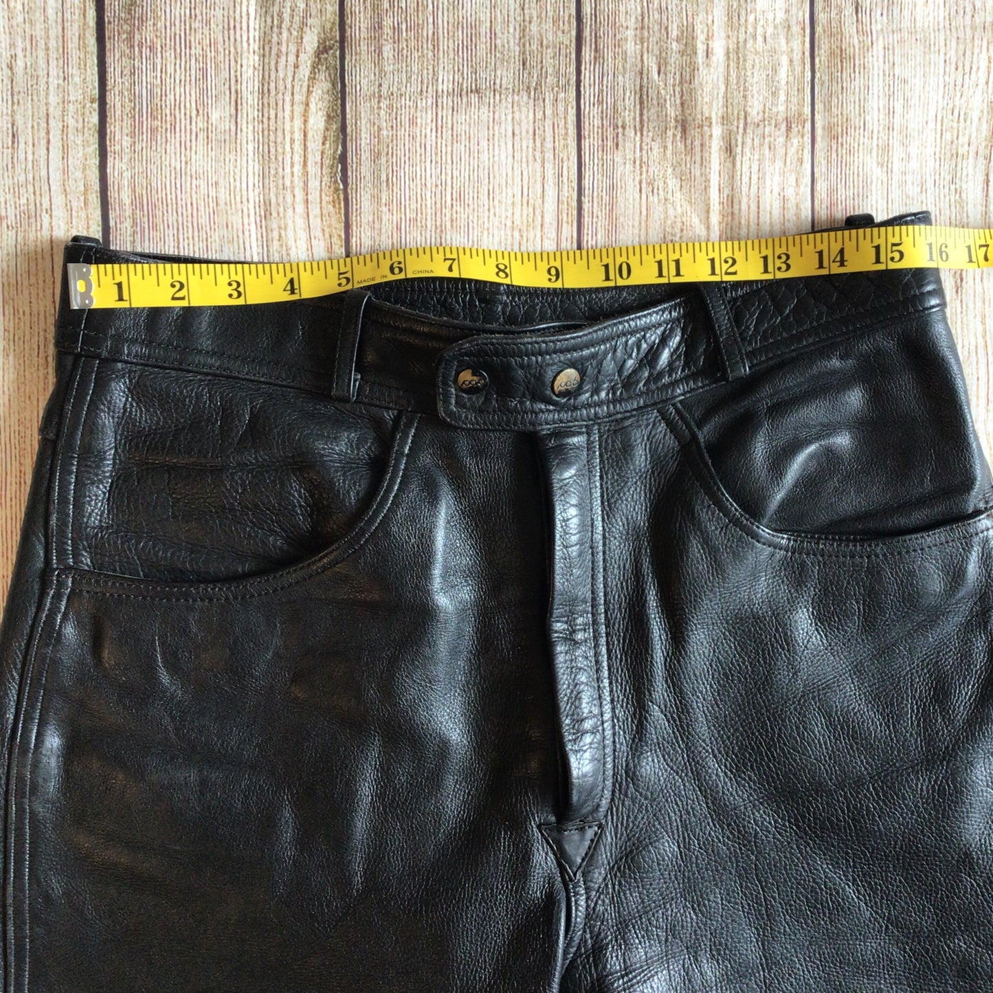 Vintage Polo Black Leather Biker Trousers Size 36 (W30)