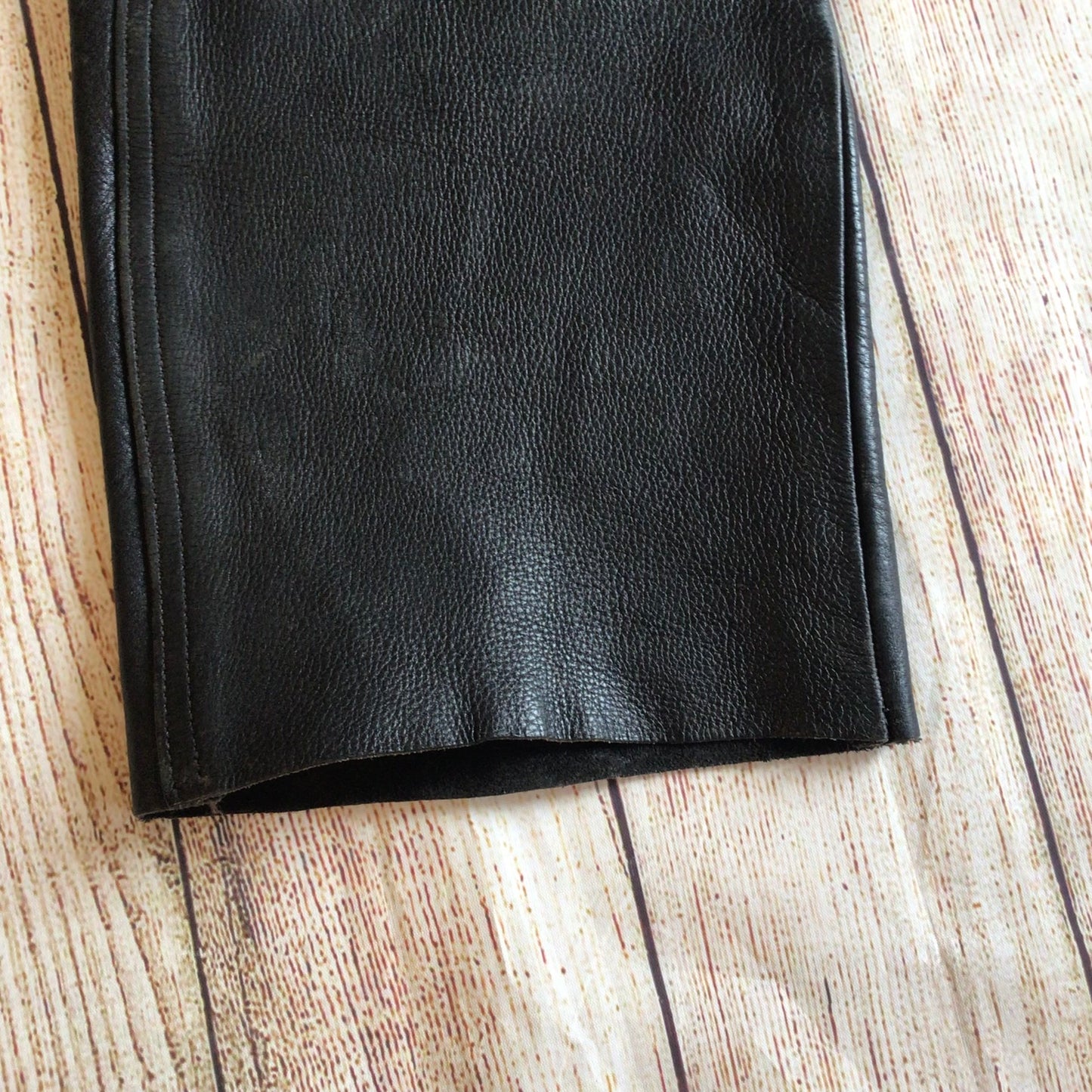Vintage Polo Black Leather Biker Trousers Size 36 (W30)