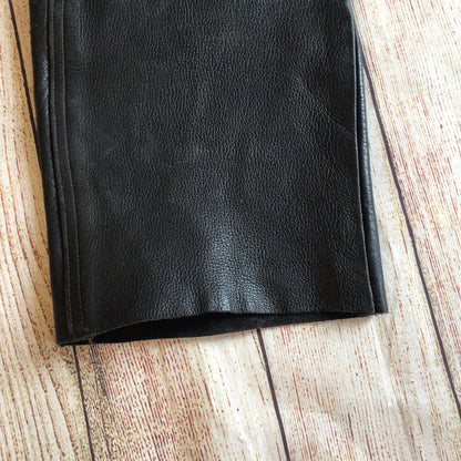 Vintage Polo Black Leather Biker Trousers Size 36 (W30)