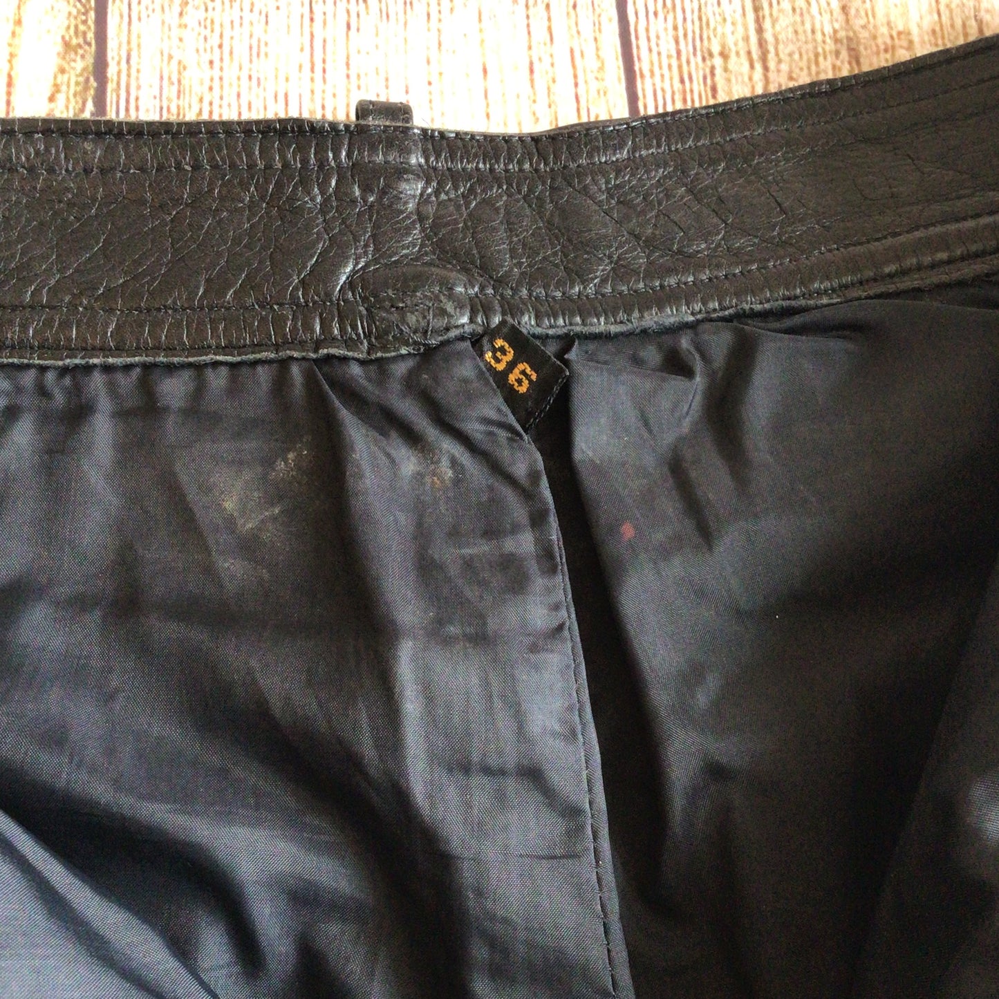 Vintage Polo Black Leather Biker Trousers Size 36 (W30)