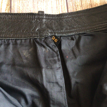 Vintage Polo Black Leather Biker Trousers Size 36 (W30)