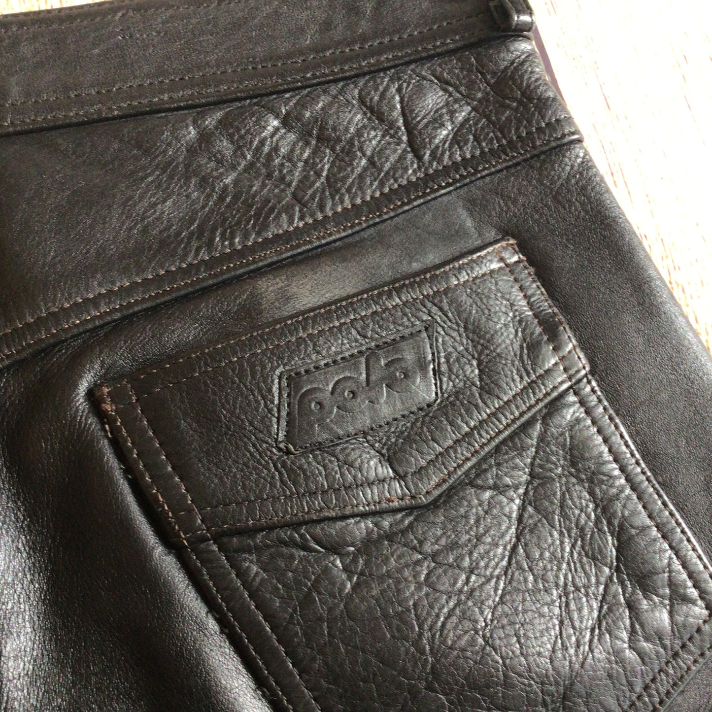 Vintage Polo Black Leather Biker Trousers Size 36 (W30)
