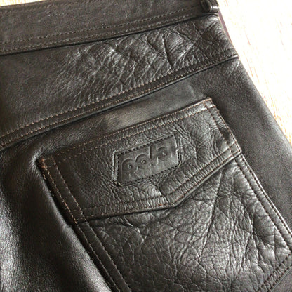 Vintage Polo Black Leather Biker Trousers Size 36 (W30)