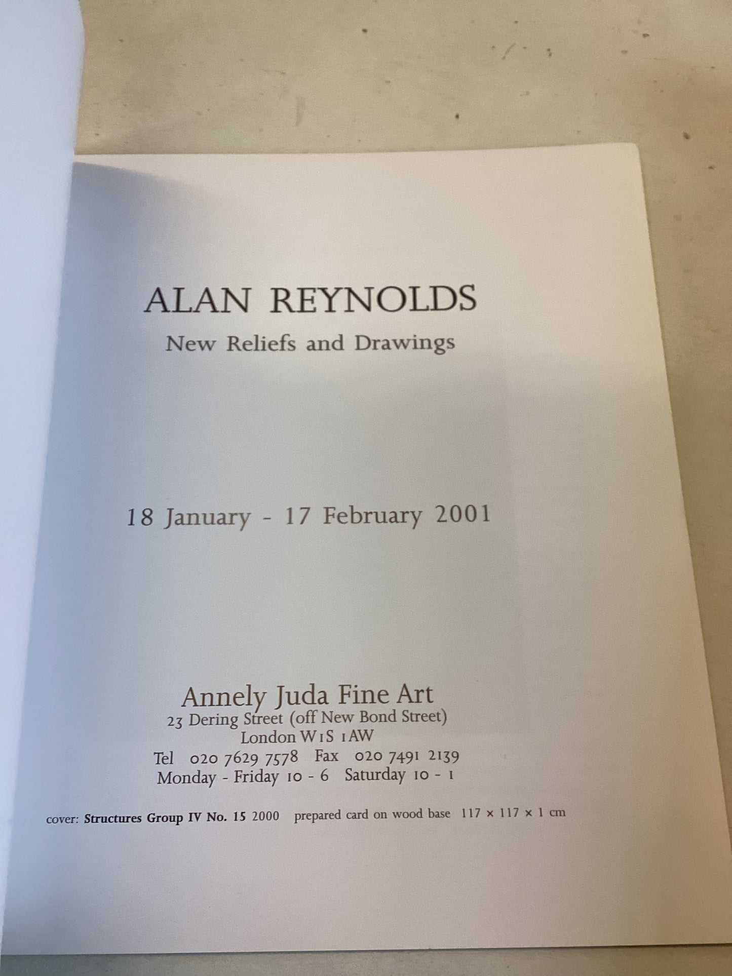 Alan Reynolds New Relief And Drawings 18th January - 17th February 2001