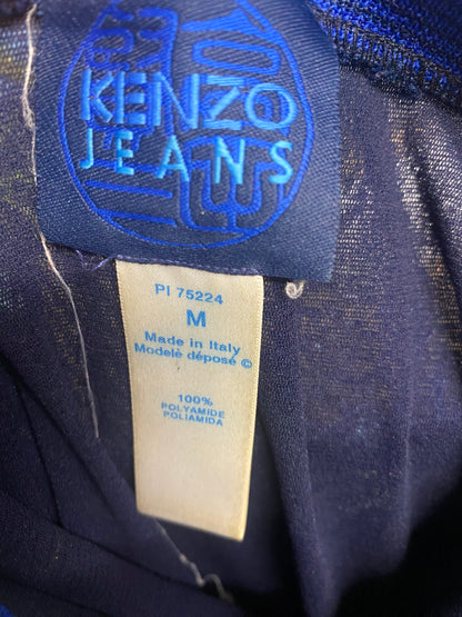 Kenzo Jeans Blue Patterned Mesh Midi Skirt Medium