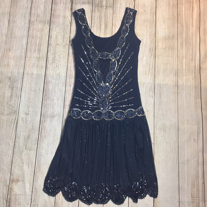 Frock & Frill Blue Beaded & Sequined Flapper Dress Size 8