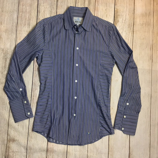 Vivienne Westwood Man Blue Striped Shirt 100% Cotton Size S (I on label)