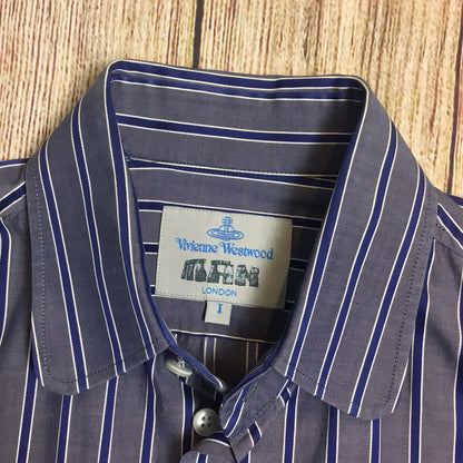 Vivienne Westwood Man Blue Striped Shirt 100% Cotton Size S (I on label)