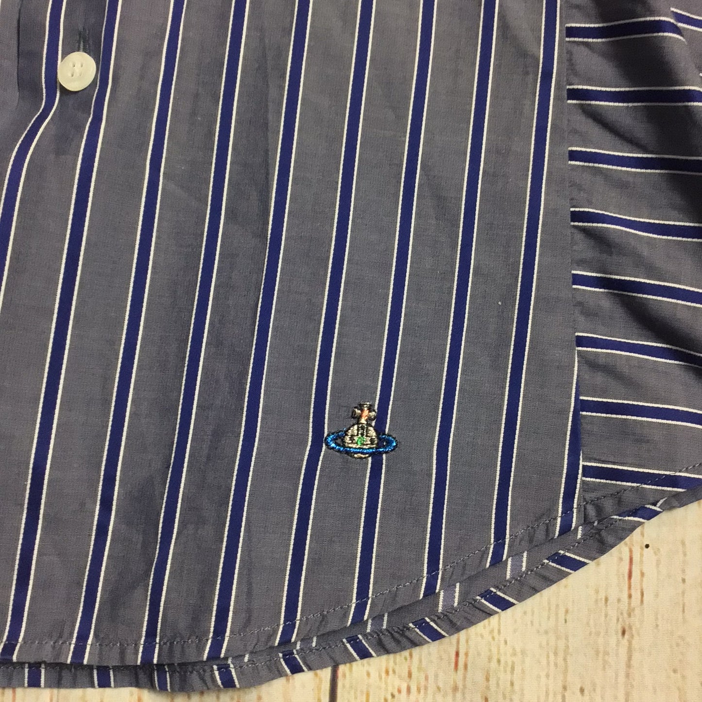 Vivienne Westwood Man Blue Striped Long Sleeve Shirt 100% Cotton Size S (I on label)