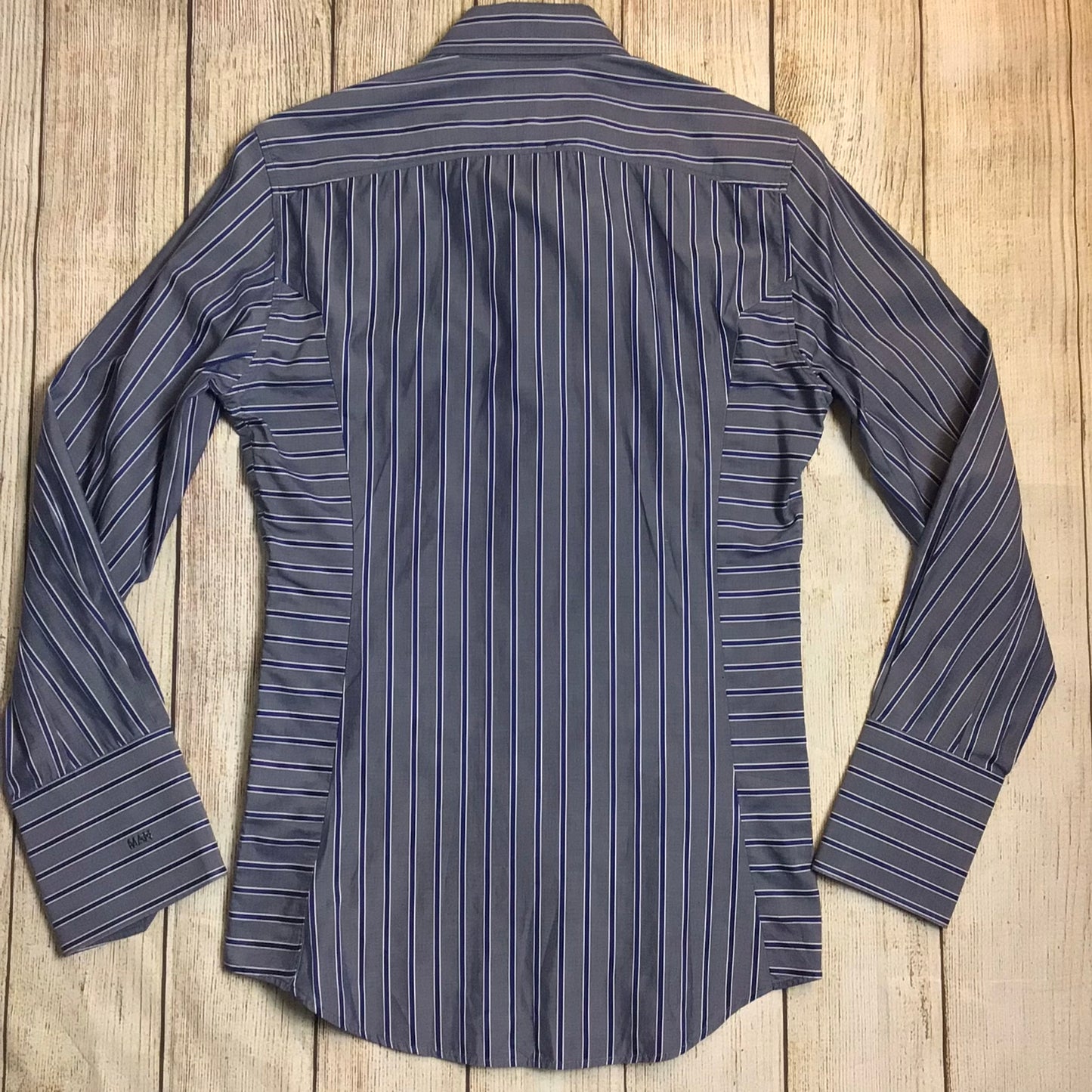 Vivienne Westwood Man Blue Striped Long Sleeve Shirt 100% Cotton Size S (I on label)