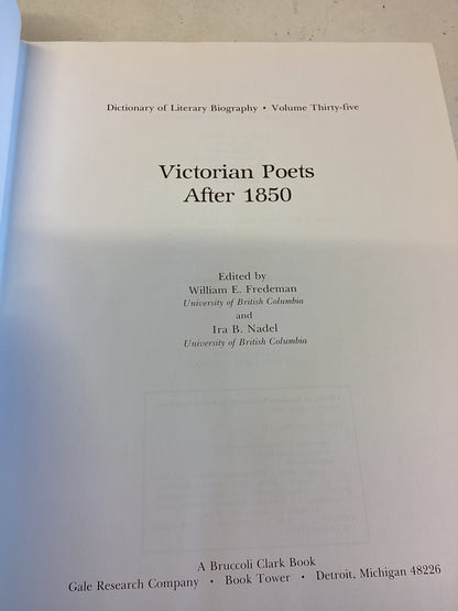 Dictionary of Literary Biography Volume 35 Victorian Poets After 1850