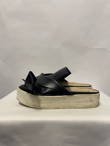 No21 Black Leather Knotted Slip On Mules 4