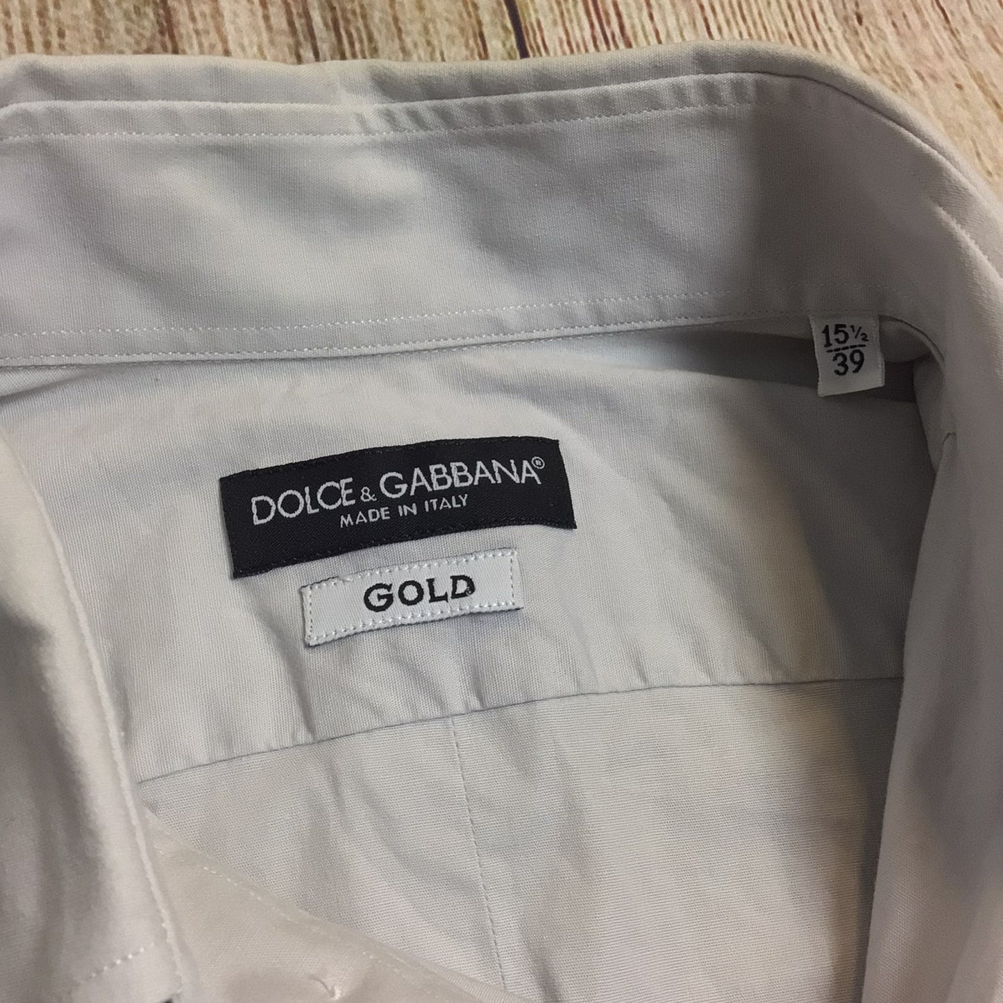 D&G Dolce & Gabbana Gold Light Grey/Lilac Cotton Blend Long Sleeve Shirt Size 15.5/39