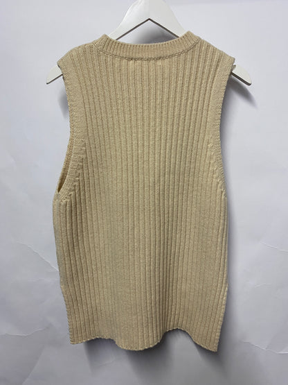 Pure Cream Rib and Cable Knitted Sweater Vest BNWT