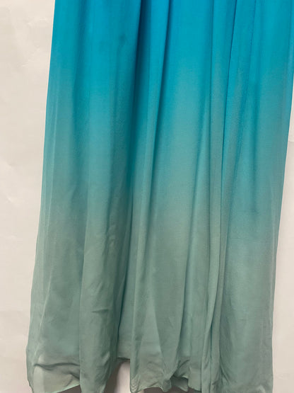 BCBGMAXAZRIA Blue Silk One Shoulder Occasion Dress 12