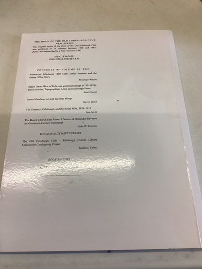 The Book Of The Old Edinburgh Club The Journal for Edinburgh History New Series Volume 19 2023