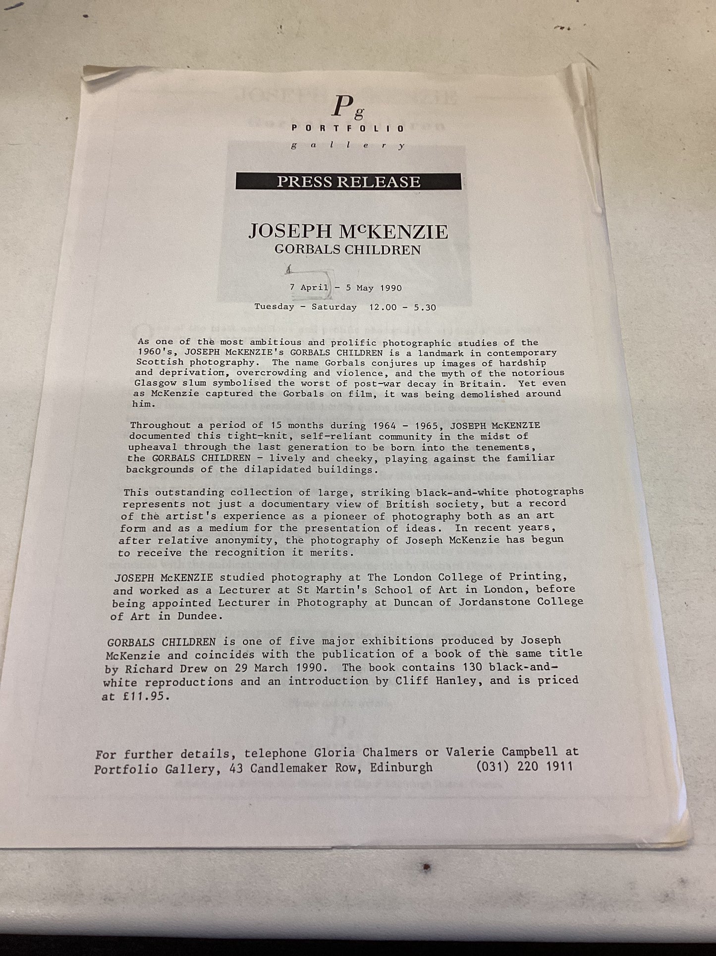 Gorbals Children Joseph McKenzie A Study In Photographs Contains Press Release