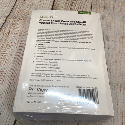 Greens Sheriff Court & Sheriff Appeal Court Rules (22/23) Volume 1 & 2