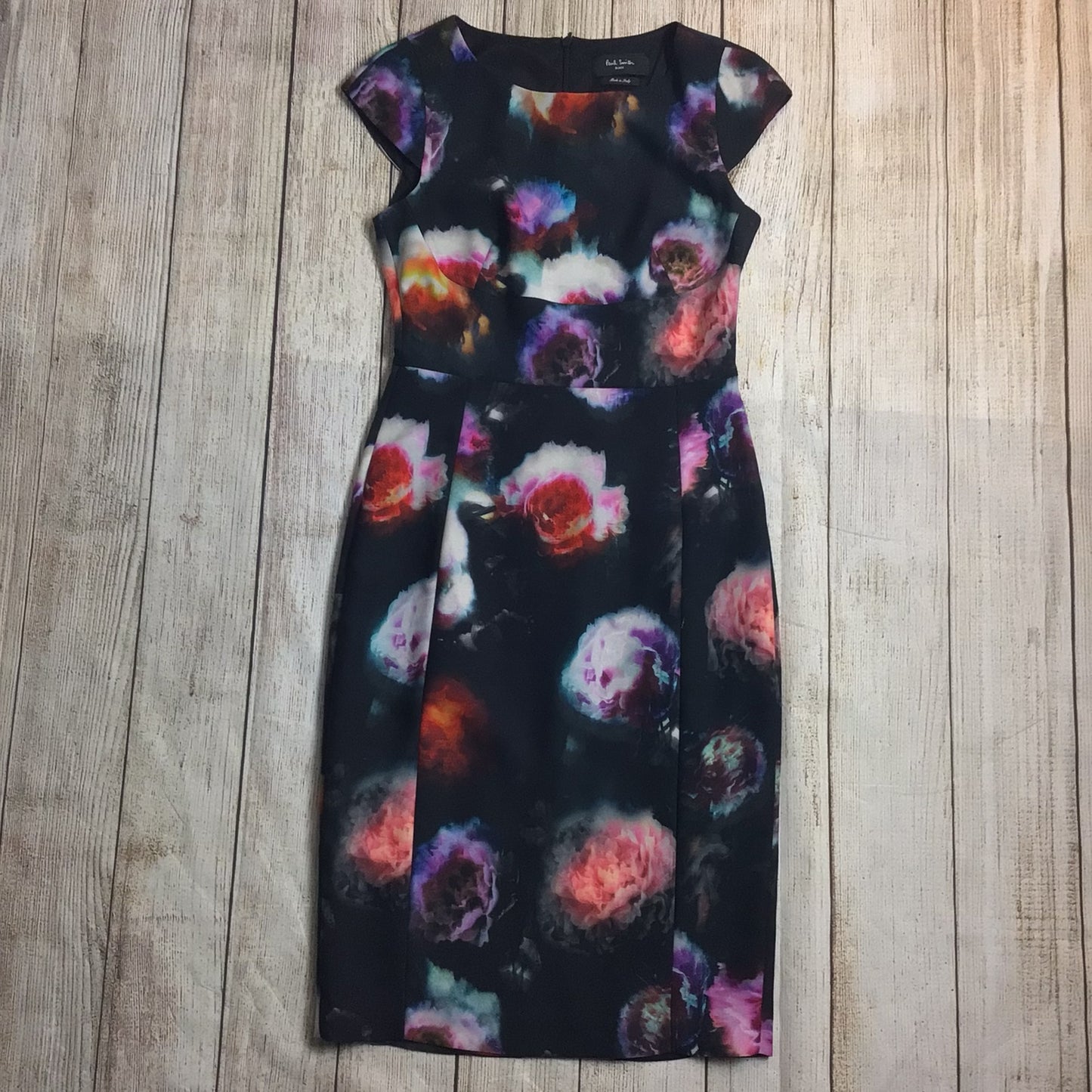 Paul Smith Black Label Black & Multicoloured Pink Floral Dress Size 14 (42 on label)