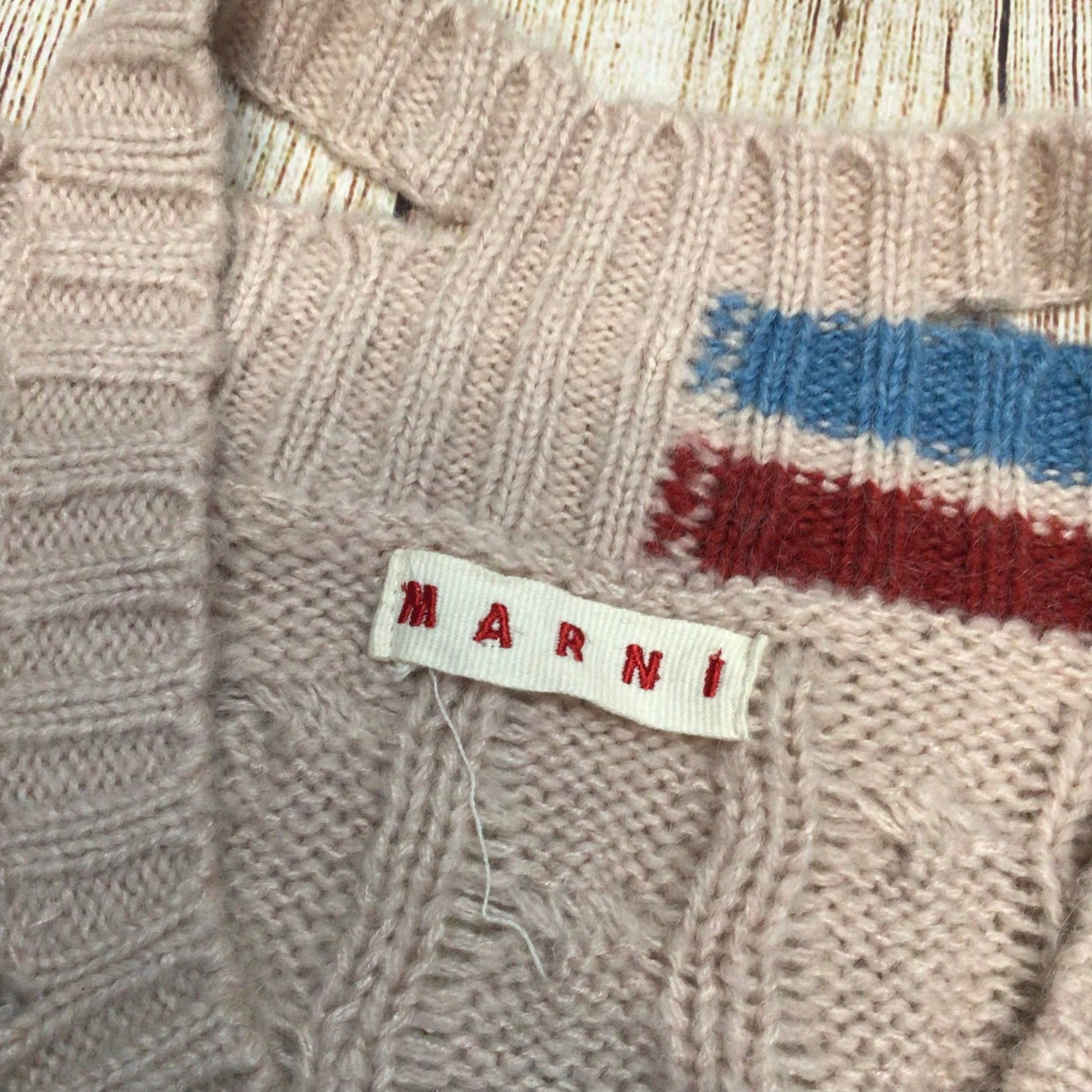 Marni Pink Cable Knit Alpaca Wool Asymmetrical Distressed Jumper Size Ch52