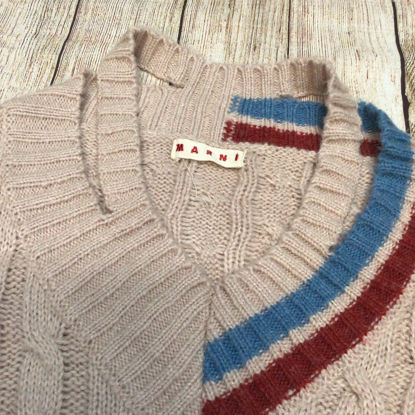 Marni Pink Cable Knit Alpaca Wool Asymmetrical Distressed Jumper Size Ch52