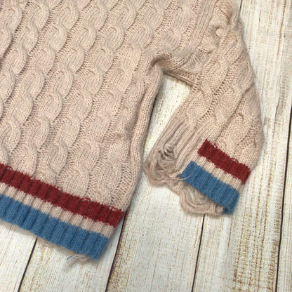 Marni Pink Cable Knit Alpaca Wool Asymmetrical Distressed Jumper Size Ch52