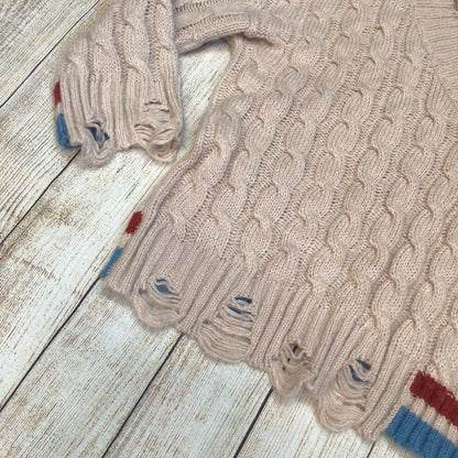 Marni Pink Cable Knit Alpaca Wool Asymmetrical Distressed Jumper Size Ch52